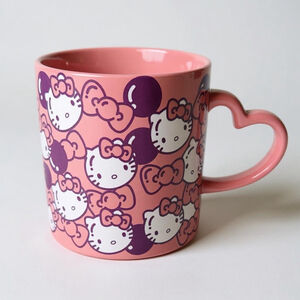 Hello Kitty Mug Pink with Heart Handle 12oz
